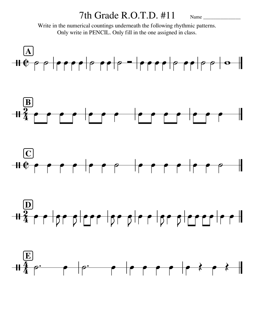 7th Grade R.O.T.D. #11 Sheet music for Snare drum (Solo) | Musescore.com
