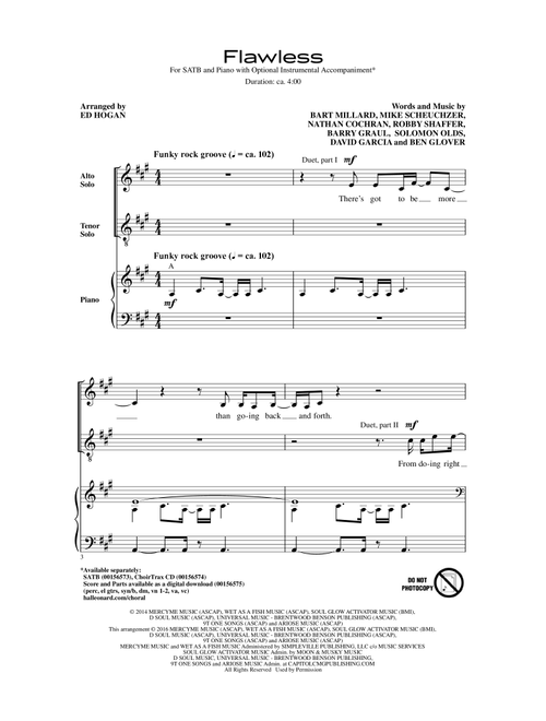 Flawless (Arr. Ed Hogan) - MercyMe (Choral, SATB)
