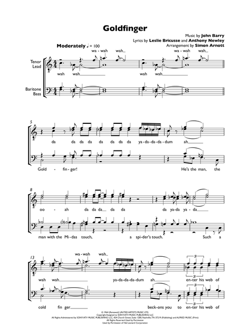 Goldfinger (Arr. Simon Arnott) - John Barry (Choral, TTBB)