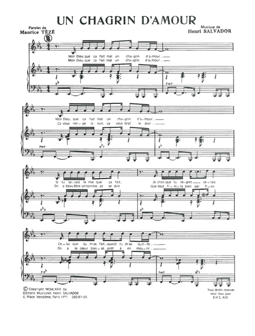 Chagrin D'amour - Henri Salvador (Piano Vocal)