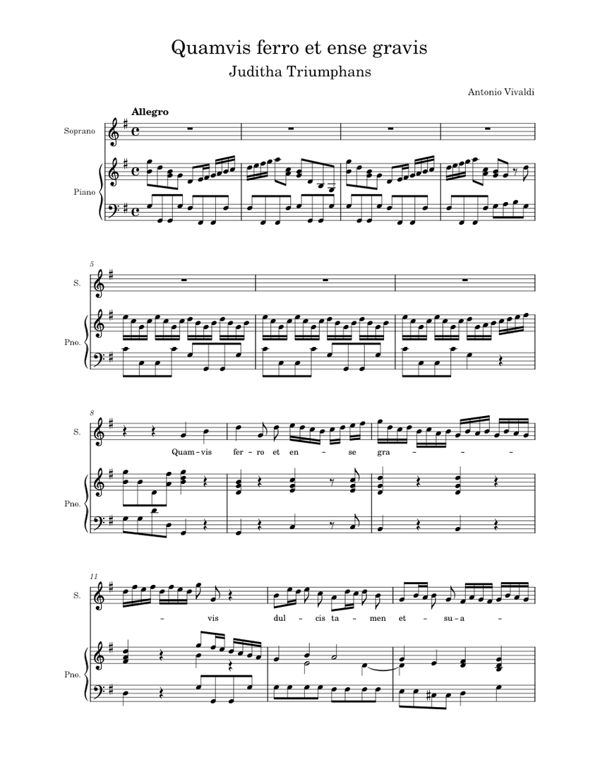 Juditha Triumphans, RV 644 – Antonio Vivaldi Quamvis ferro