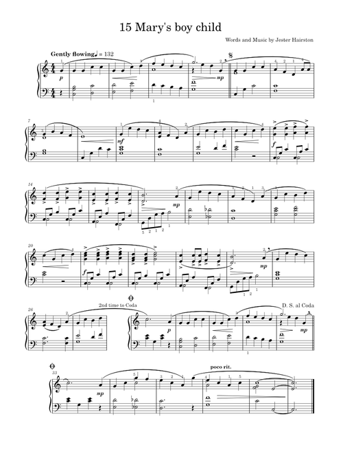 Mary's Boy Child - Jester Hairston (Piano-Voice-Guitar)