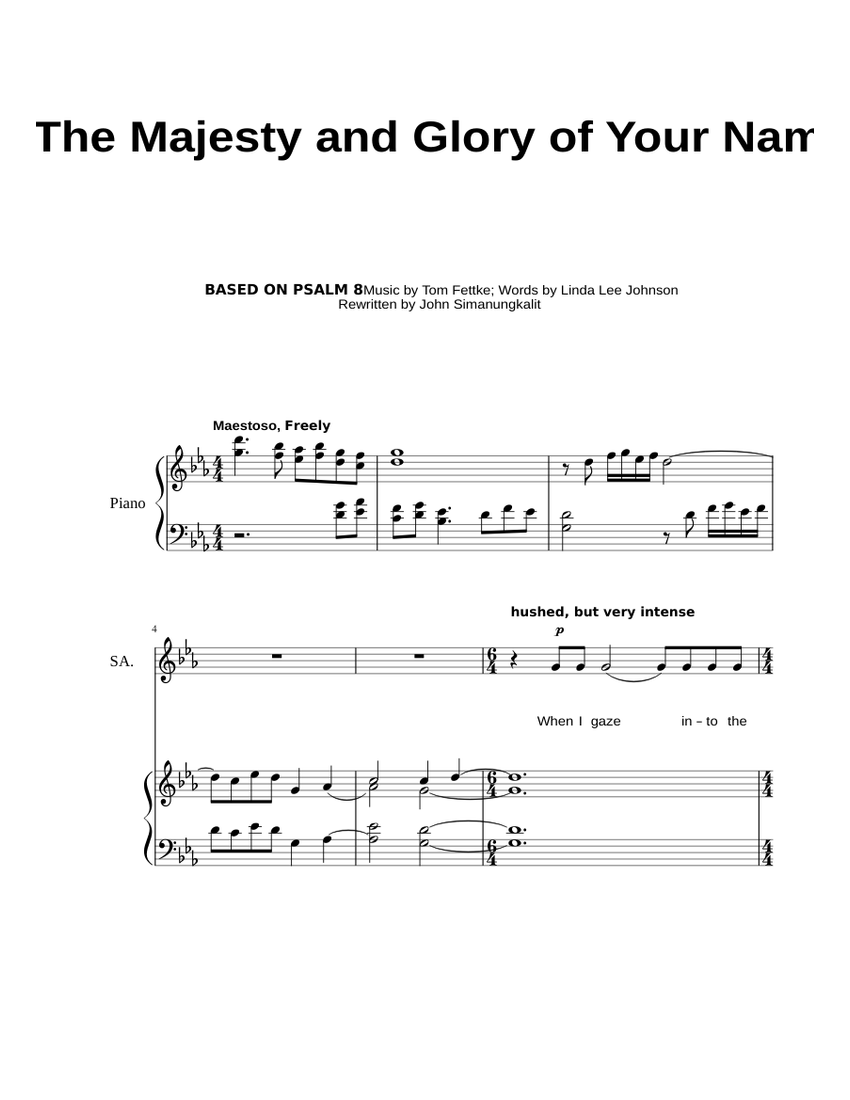 The Majesty and Glory of Your Name Sheet Music for Piano (Solo