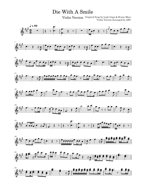 Die With A Smile (Violin Version) – Lady Gaga, Bruno Mars