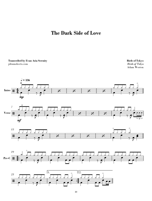 The Dark Side Of Love (Arr. Evan Aria Serenity) - Birds Of Tokyo (Drums)