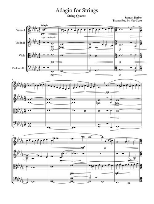 Adagio for Strings - String Quartet