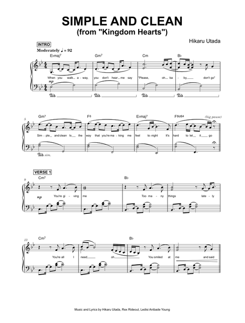 Simple and Clean - Hikari (from Kingdom Hearts) - Hikaru Utada (Piano)