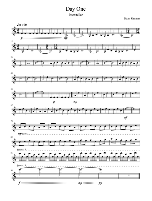 Interstellar - Day One Arrangement for Violin Solo