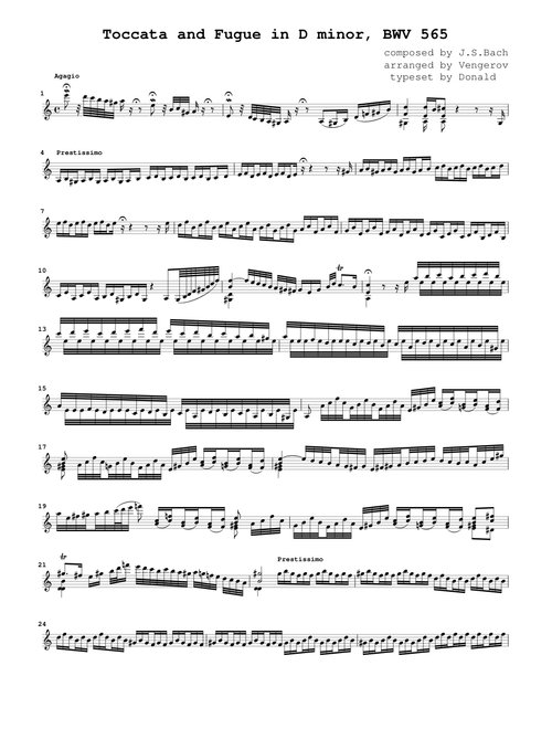 Sonata for solo violin, BWV 565 (Toccata and Fugue)