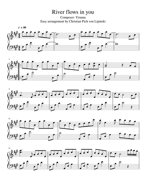 River flows in you (easy arrangement)