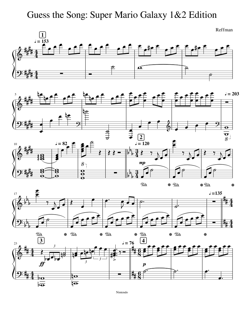 [FINISHED] Guess the Song: Super Mario Galaxy 1&2 Edition Sheet Music ...