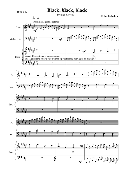 Black Black Black for flute cello and piano from Suite Black White and Grey - Helios D'Andrea (Instrumental Duet and Piano)