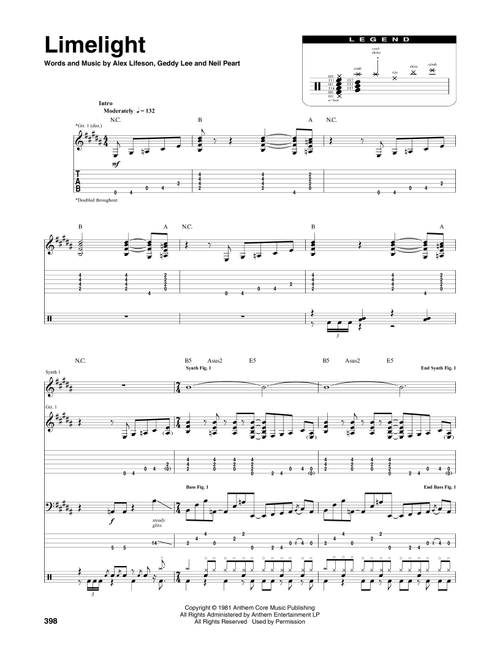 Limelight - Rush (Transcribed Score)