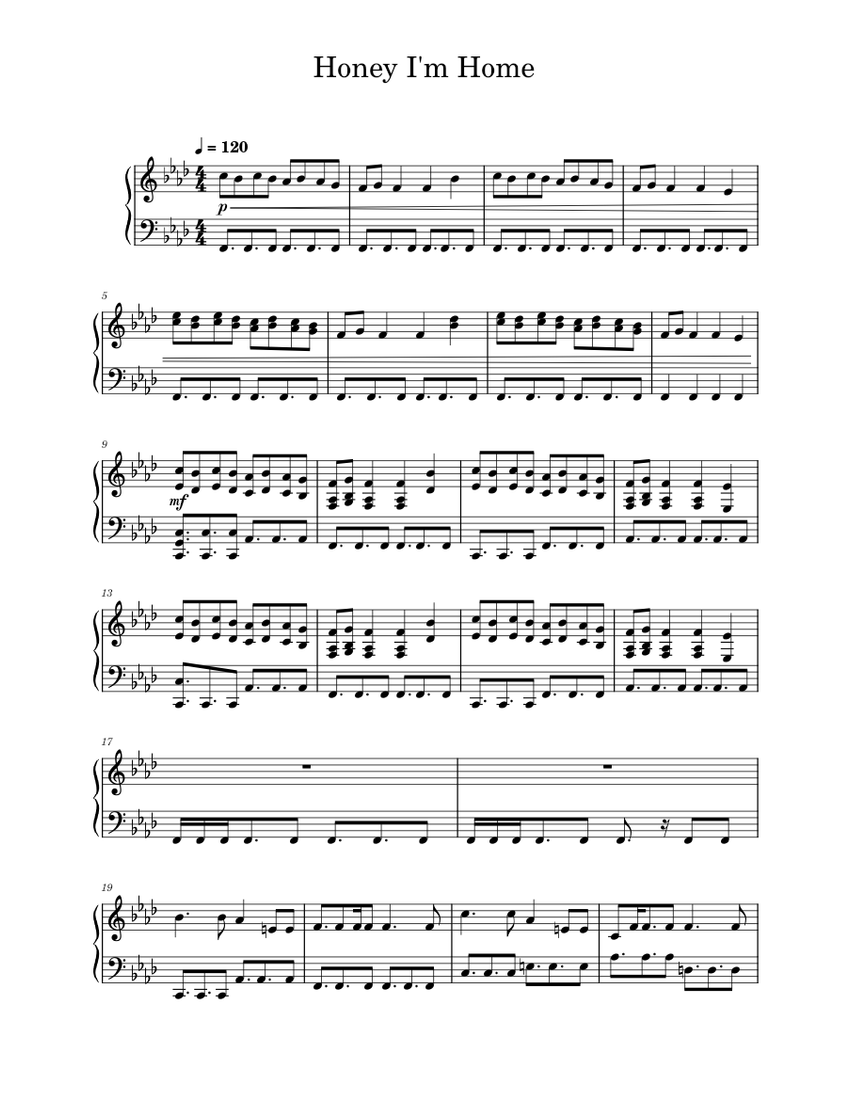 Honey I'm Home GHOST and Pals Sheet music for Piano (Solo