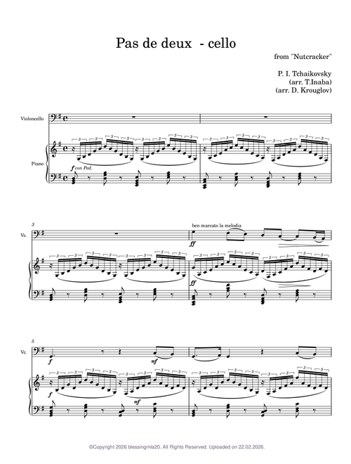 Pas de Deux from The Satyricon Ballet Arranged for Cello and Piano – James Nathaniel Holland