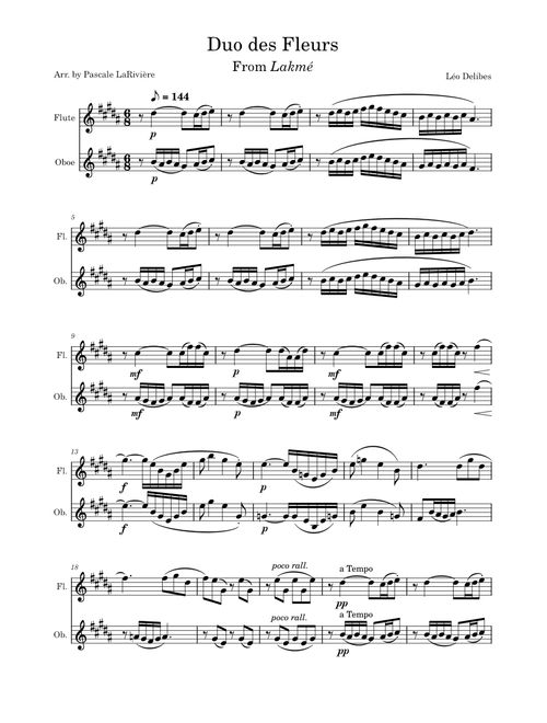 The Flower Duet – Léo Delibes Duo des Fleurs - flute & oboe duet