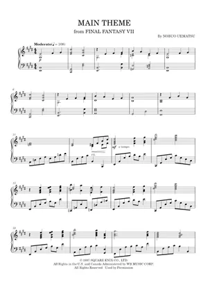 Final Fantasy VII Theme Sheet Music for Piano (Solo) easy Final Fantasy VII Theme Sheet Music for Piano (Solo) easy