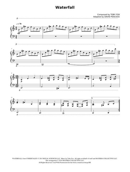 Waterfall (UNDERTALE Complete Piano Sheet Music)