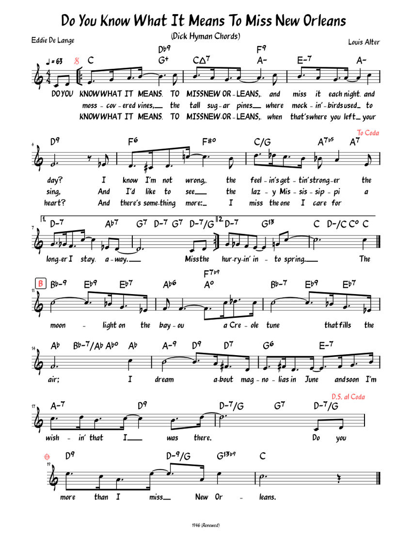 do-you-know-what-it-means-to-miss-new-orleans-lead-sheet-with-lyrics