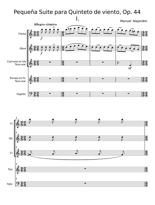 Pequeña Suite para Quinteto de viento - Manuel Alejandre