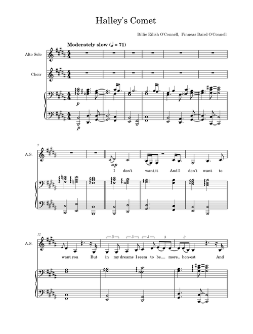 Halley's Comet – Billie Eilish Halley's Comet (Solo, Choir, Piano)