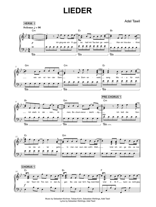 Lieder - Adel Tawil (Piano Solo)