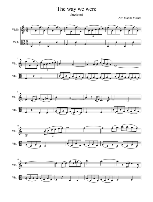 The Way We Were (Arr. Marina Molaro) - Barbra Streisand (Instrumental Duet)