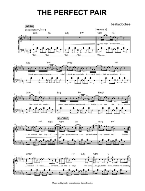 The perfect pair - beabadoobee (Piano)