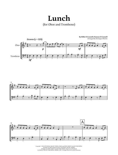 Lunch (Arr. Henrique Oliveira) - Billie Eilish (Instrumental Duet)