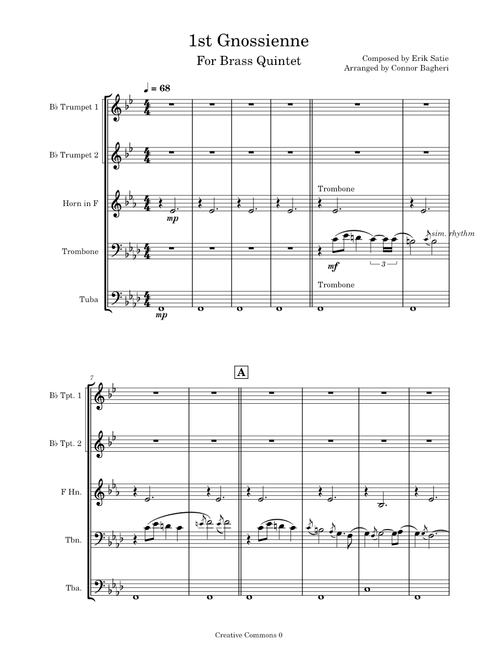 Gnossienne No.1 – Erik Satie - Brass Quintet