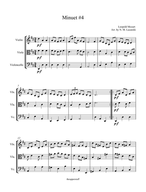 Minuet #4 (Arr. Nick Lacanski) - Mozart, Leopold (String Ensemble)
