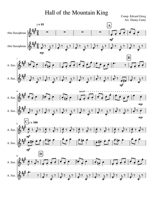 In The Hall of the Mountain King - Alto Sax Duet
