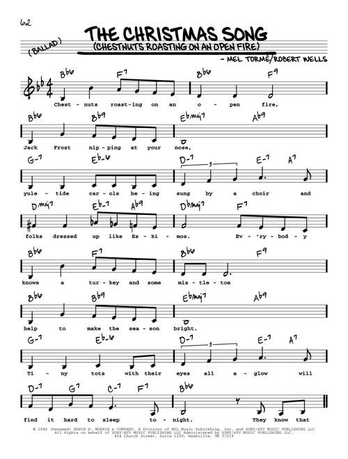 The Christmas Song (Chestnuts Roasting On An Open Fire) (Low Voice) - Nat King Cole (Real Book - Melody-Chords-Lyrics)