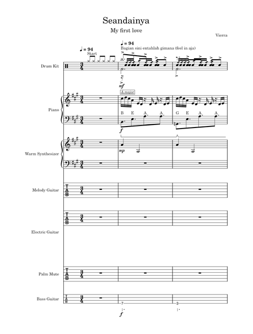 Seandainya – Vierra (Full Transcription)