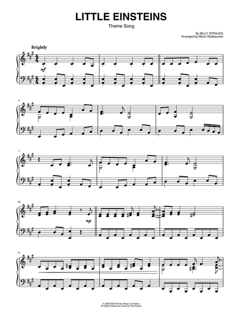 The Little Einstein Theme Song (Arr. Mario Stallbaumer) - Billy Strauss (Piano Solo)