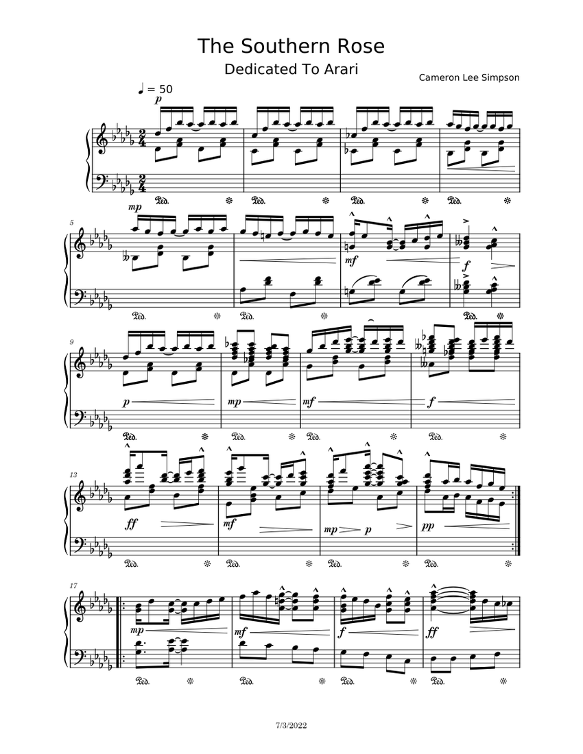The Southern Rose - piano tutorial