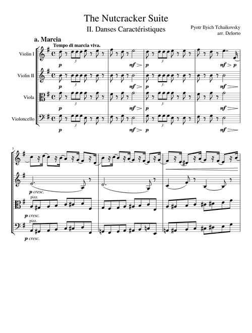 Tchaikovsky Op. 71a - The Nutcracker Suite for String Quartet - II. Danses Caractéristiques