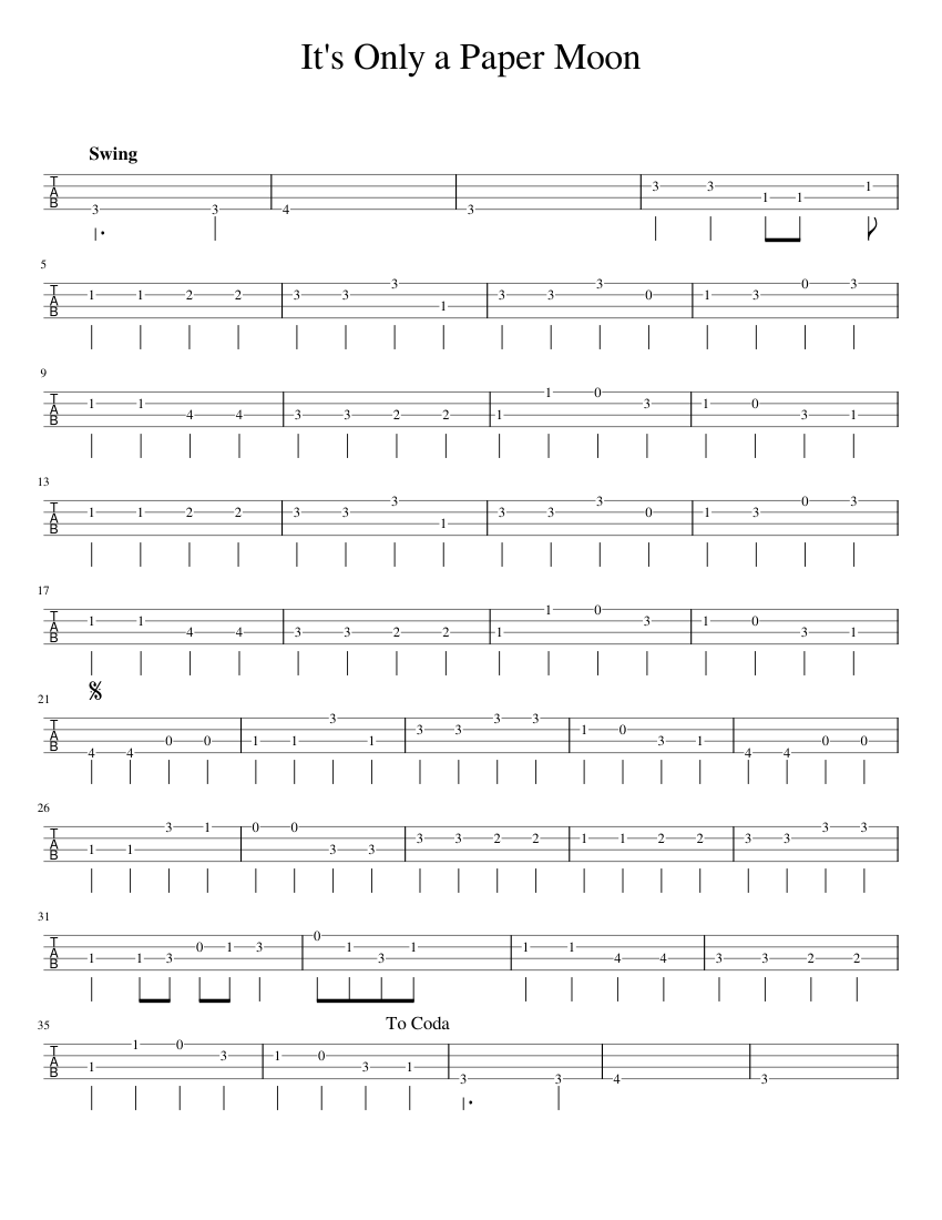 It's_Only_a_Paper_Moon (Bass Tab) Sheet music for Bass It's_Only_a_Paper_Moon (Bass Tab) Sheet music for Bass