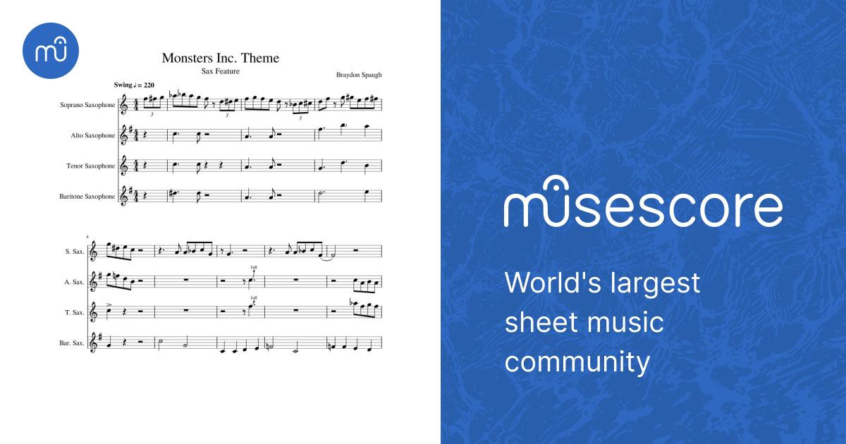 Monsters Inc. Theme Song Sheet music for Saxophone alto, Saxophone