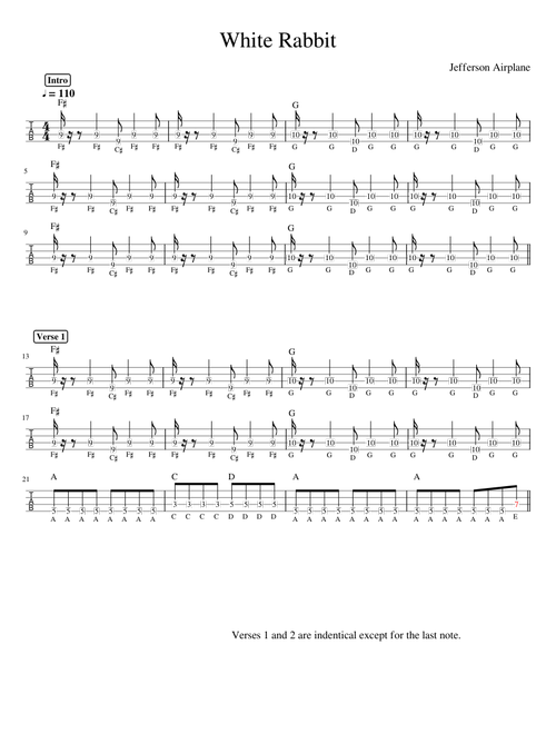 White Rabbit -  Bass tab