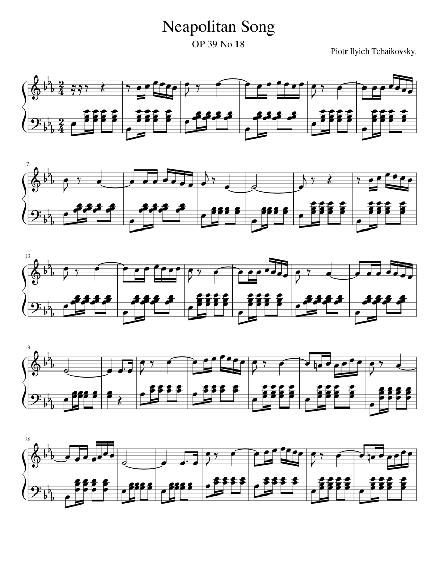 楽譜 ナポリ 40曲 NEAPOLITAN SONGSイタリア語 Neapolitan Song Sheet Music for Piano (Solo) easy | MuseScore.com