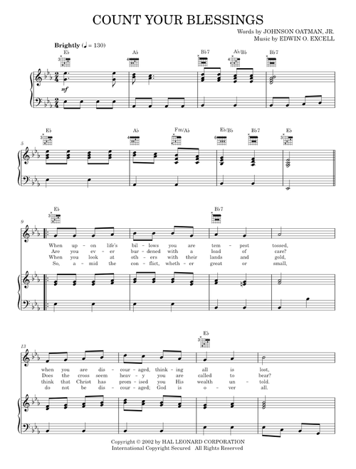 Count Your Blessings - Edwin O. Excell (Piano-Vocal-Guitar)
