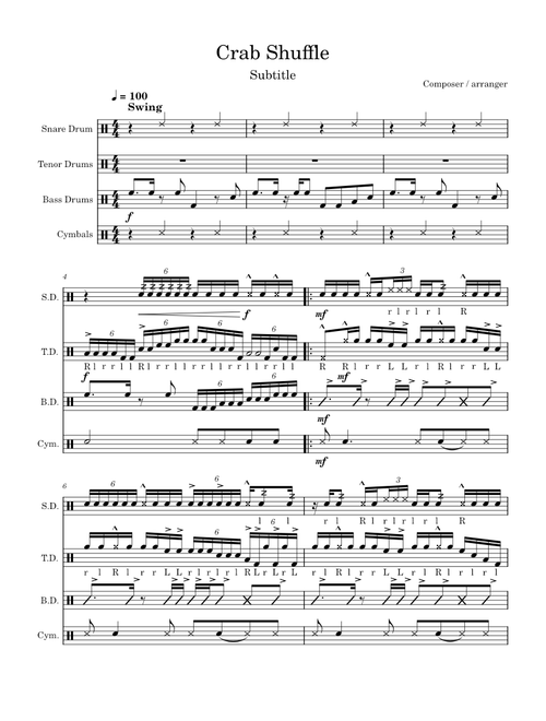 Crab shuffle Drumline Cadence