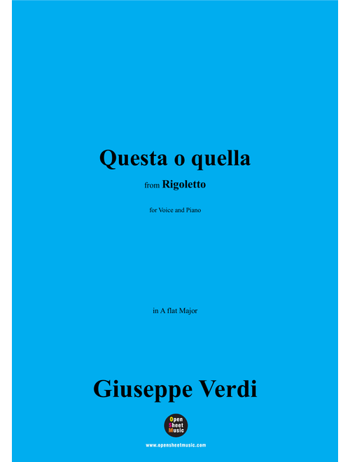Verdi-Questa o quella,in A flat Major (Arr. OSM Press) - Giuseppe Verdi (Piano Vocal)