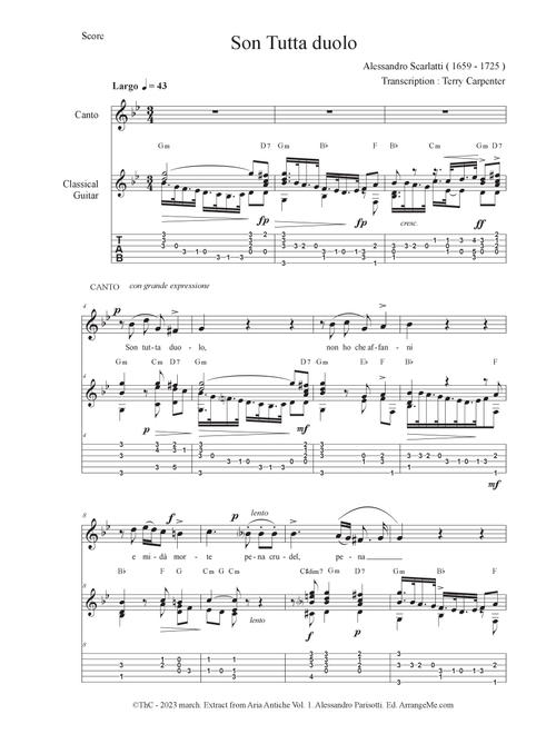 Son tutta duolo ( Extract from Aria Antiche Vol.1) (Arr. Terry Carpenter) - Alessandro Scarlatti (Instrumental Duet)