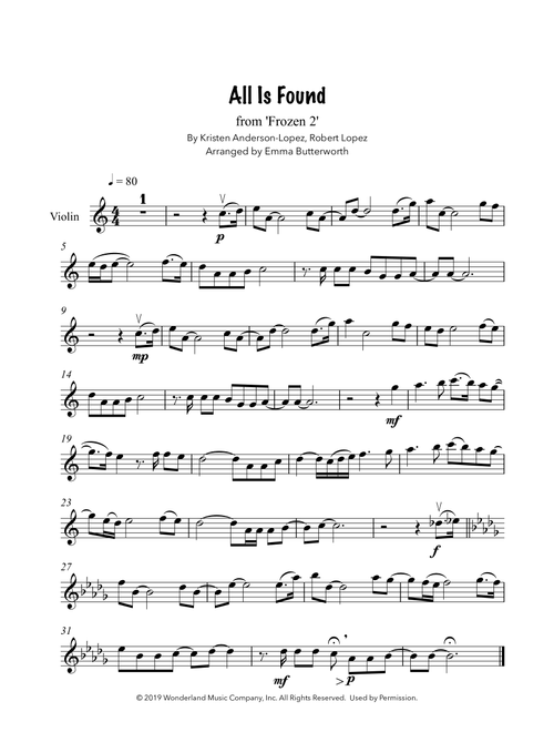 All Is Found (Arr. Emma Butterworth) - Robert Lopez, Kristen Anderson-Lopez (Violin Solo)