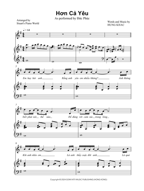 Hon Ca Yeu (Arr. Stuart's Piano World) - Duc Phuc (Piano Vocal)