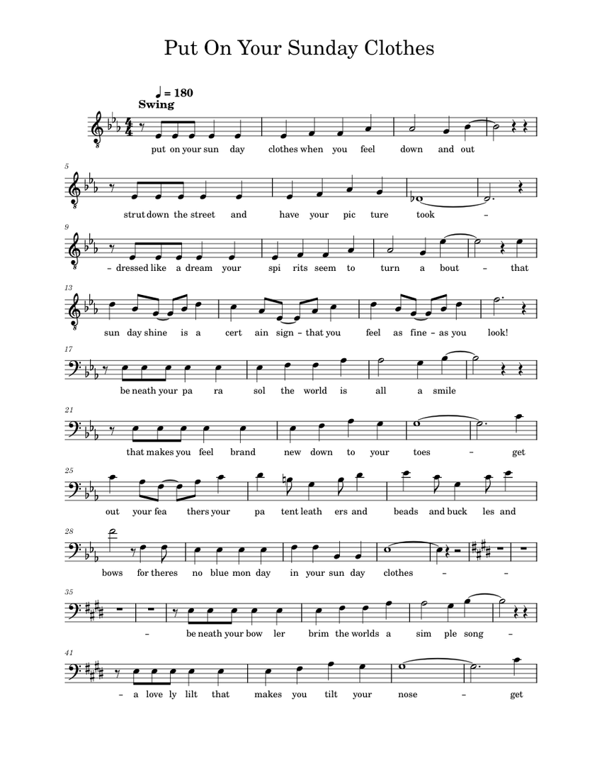 Put On Your Sunday Clothes Jerry Herman Sheet music for Piano (A