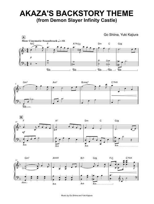 Akaza's Backstory Theme (from Demon Slayer Infinity Castle) - Go Shiina, Yuki Kajiura (Piano)