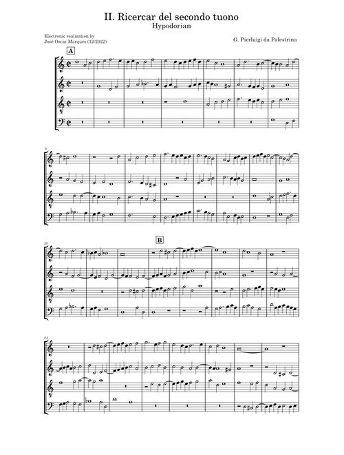 G. P. da Palestrina: Ricercar del secondo tuono